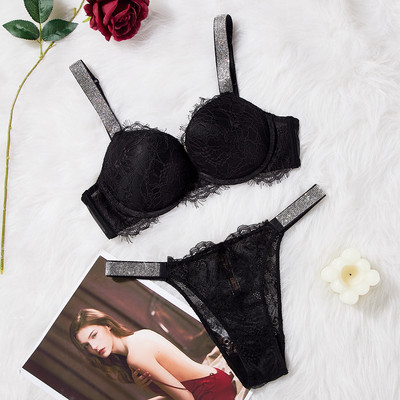 Ženski VS čipkasti grudnjak Komplet seksi push up kompleta donjeg rublja Slodovi sa kamenčićima Bešavni grudnjaci Gaćice Žensko intimno Ružičasto donje rublje