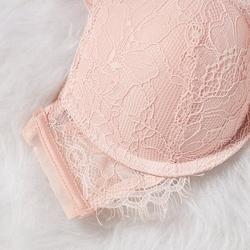 Naiste VS pitsist rinnahoidjakomplekt Seksikas Push Up pesukomplektid Kirikividega õmblusteta rinnahoidjad Aluspüksid Naiste intiimne roosa aluspesu komplekt