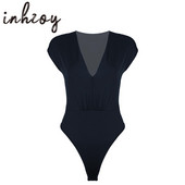 Femei cu decolteu în V adânc, fără mâneci, de culoare uni, decolteat, salopete sexy, salopete Topuri, la modă pentru femei, ocazional, cămăși elastice