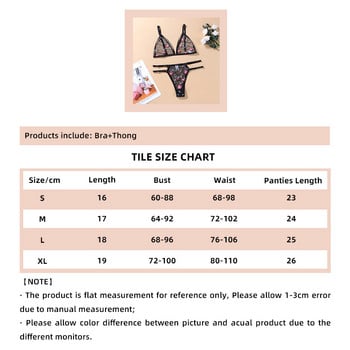 Секси дантелен сутиен и прашки Мрежесто прозрачно бельо Комплект бельо с бродерия Флорално бельо Тънка куха превръзка Ниска талия Стринги 2 бр.