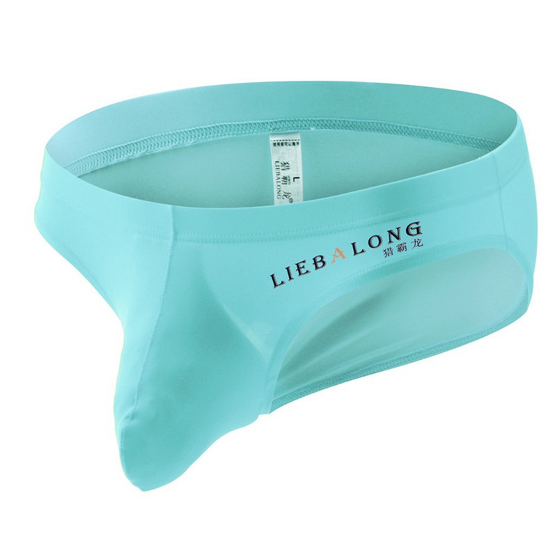 Meeste jääsiidist püksid Üliõhukesed õmblusteta poolläbipaistvad aluspesu hingavad Cuecas Homme aluspüksid punnis kott Seksikad aluspüksid