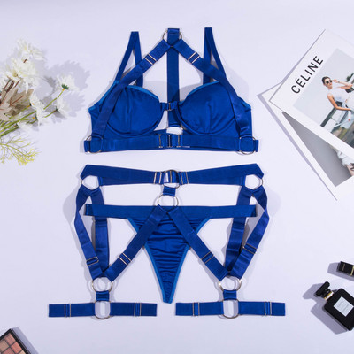 Ellolace Lenjerie sexy Lenjerie de corp căptușită pentru femei de mărime mare Set sutien și slip negru, erotic, cu bretele, culeți