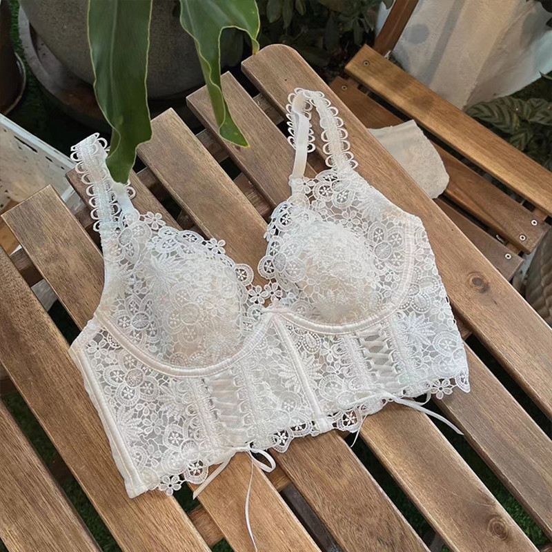 TERMEZY Set de lenjerie ultra subțire de sutien din dantelă franțuzească Lenjerie de corp sexy pentru femei Sutien subțire de modă Set sutien și chiloți Push Up