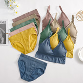 CHRLEISURE Set de lenjerie intima solidă pentru femei, tip U, fără spate, set pentru femei, fără fir pentru sport, costum de lenjerie de corp bralette pentru femei