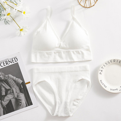 CHRLEISURE Set de lenjerie intima solidă pentru femei, tip U, fără spate, set pentru femei, fără fir pentru sport, costum de lenjerie de corp bralette pentru femei