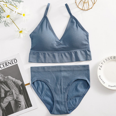 CHRLEISURE Set de lenjerie intima solidă pentru femei, tip U, fără spate, set pentru femei, fără fir pentru sport, costum de lenjerie de corp bralette pentru femei