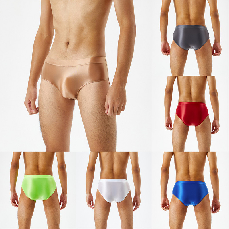 Γυαλιστερό εσώρουχο ανδρικό σλιπ με λαδό εσώρουχο Χαμηλό σηκωτό υψηλής ελαστικότητας εσώρουχο Μασίφ φουσκωτό πουγκί Σώβρακο γυαλιστερό γυαλιστερό, άνετο σλιπ
