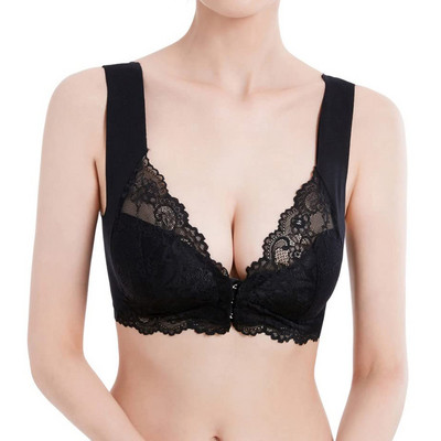 Αθλητικό σουτιέν Lace Trim Γυναικείο ρυθμιζόμενο μπροστινό κλείσιμο Εξαιρετικά ελαστικό αναπνεύσιμο σουτιέν Push Up Γυναικείο σουτιέν Sostenes De Mujer
