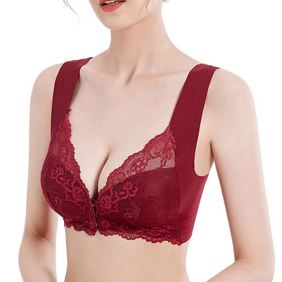 Αθλητικό σουτιέν Lace Trim Γυναικείο ρυθμιζόμενο μπροστινό κλείσιμο Εξαιρετικά ελαστικό αναπνεύσιμο σουτιέν Push Up Γυναικείο σουτιέν Sostenes De Mujer