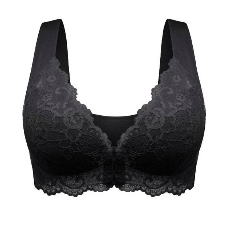 Αθλητικό σουτιέν Lace Trim Γυναικείο ρυθμιζόμενο μπροστινό κλείσιμο Εξαιρετικά ελαστικό αναπνεύσιμο σουτιέν Push Up Γυναικείο σουτιέν Sostenes De Mujer