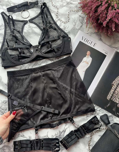 SUSANYOYO Εσώρουχα για Γυναικεία Δαντελένια πορνογραφικά εσώρουχα Σέξι κομμένα διαφανή σουτιέν και σετ εσώρουχα Greter 5 τεμαχίων σεξ