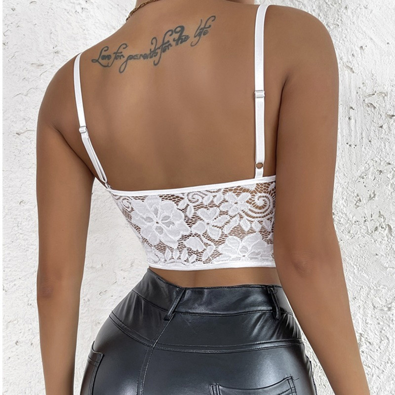 Corset alb pur pentru femei, din dantelă, vestă, topuri, moale, căptușită, din dantelă, din plasă, camisole, sexy, pentru femei, sutien fără fir scobit