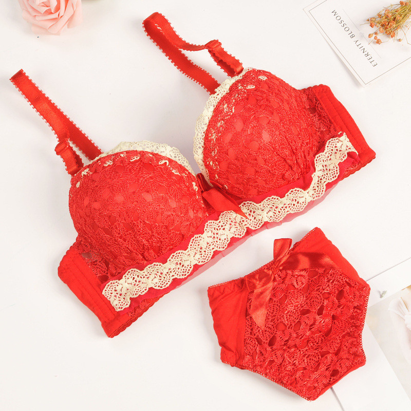Push-up Σουτιέν και εσώρουχα Beauty Back Σέξι γυναικεία εσώρουχα Δαντέλα Γυναικείο Σετ εσώρουχα με κέντημα στηθόδεσμο