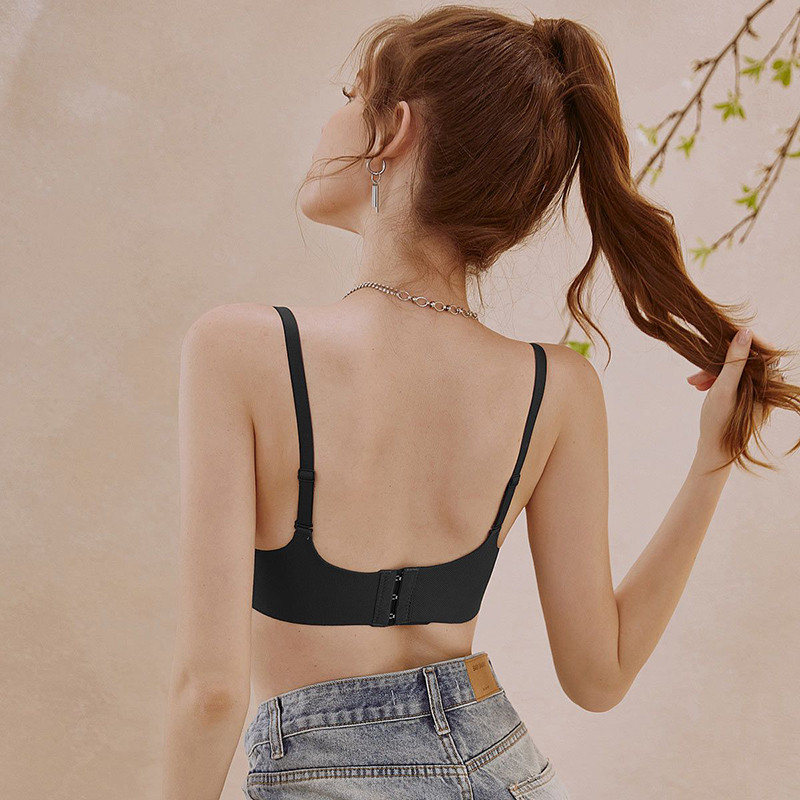 Sutiene pentru femei Sutienele noi dintr-o singură bucată Deep V lucioase Sutiene fără cusături pentru femei Push Up Fără sârmă Cupă îngroșată Sutiene anti-lading fără cusături