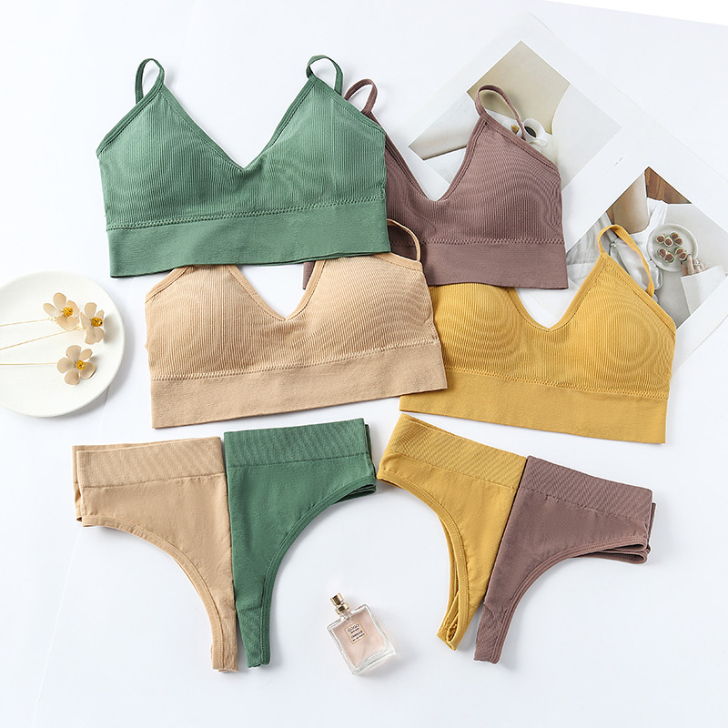 Σετ Εσωρούχων CHRLEISURE Γυναικεία Ασύρματα Εσώρουχα Σουτιέν Σουτιέν Σέξι G-String χωρίς ραφή Tank Crop Top Brassiere New