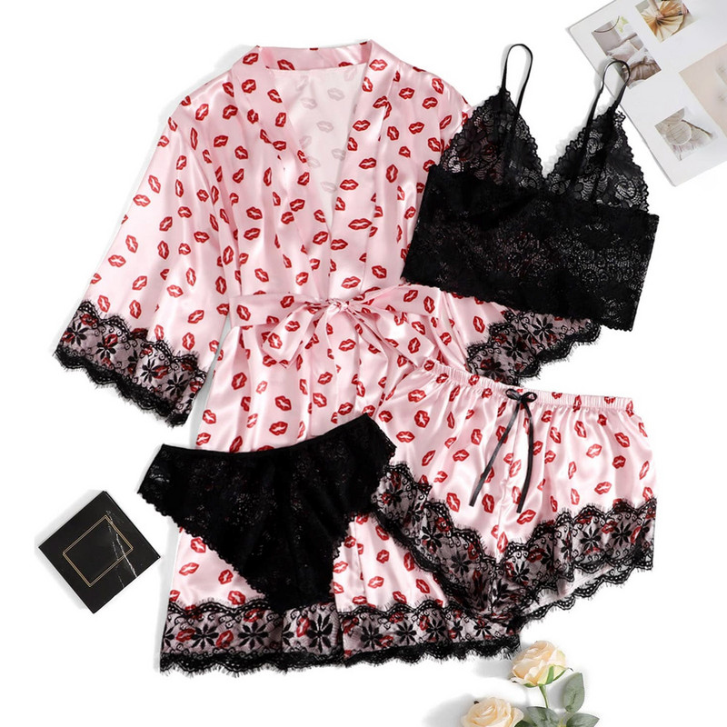 Lenjerie de noapte din mătase cu plăcuță pentru femei Topuri și lenjerie sexy transparentă Salopetă transparentă pentru femei Lenjerie de noapte subțire