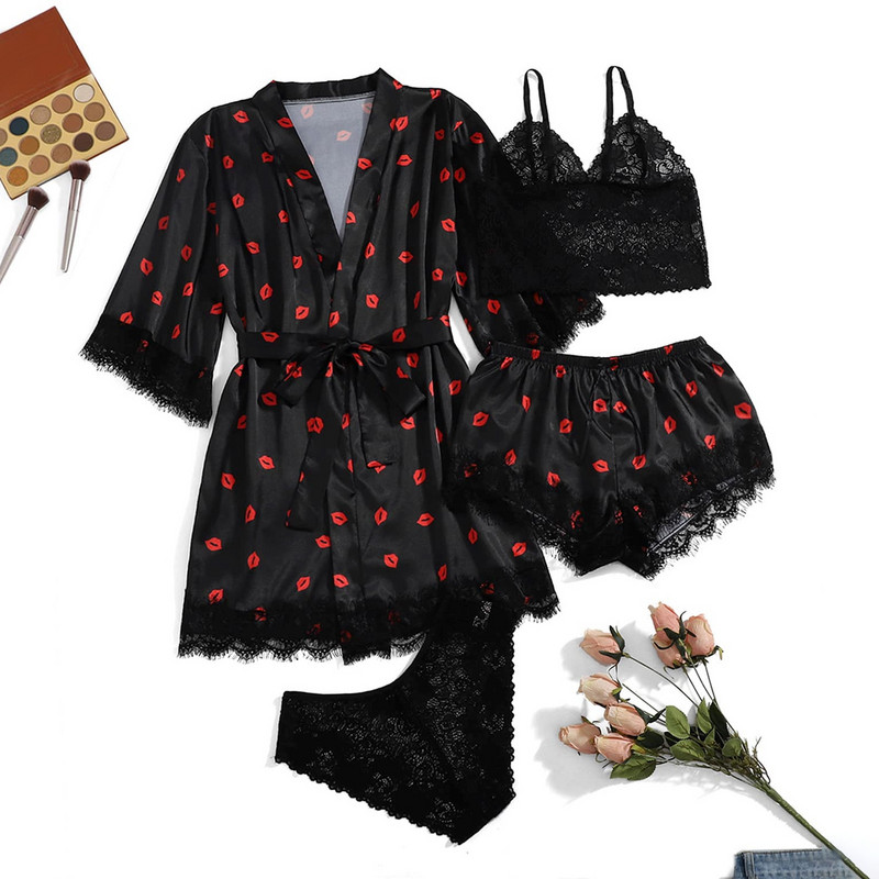 Lenjerie de noapte din mătase cu plăcuță pentru femei Topuri și lenjerie sexy transparentă Salopetă transparentă pentru femei Lenjerie de noapte subțire