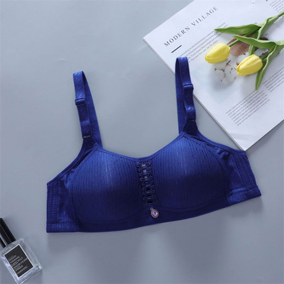 Sutien din bumbac cu cataramă pe spate pentru femei, fără sârmă, lenjerie de corp de mărime mare, bretele lărgite de umăr, sutien confortabil, negru, pentru piept.