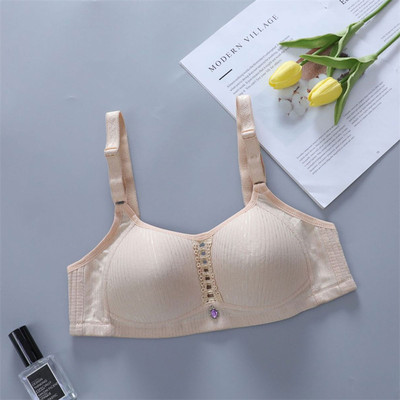 Sutien din bumbac cu cataramă pe spate pentru femei, fără sârmă, lenjerie de corp de mărime mare, bretele lărgite de umăr, sutien confortabil, negru, pentru piept.