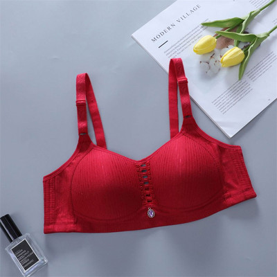 Sutien din bumbac cu cataramă pe spate pentru femei, fără sârmă, lenjerie de corp de mărime mare, bretele lărgite de umăr, sutien confortabil, negru, pentru piept.