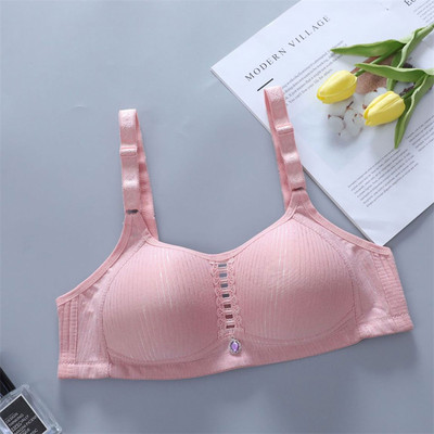 Sutien din bumbac cu cataramă pe spate pentru femei, fără sârmă, lenjerie de corp de mărime mare, bretele lărgite de umăr, sutien confortabil, negru, pentru piept.