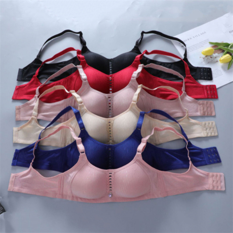 Sutien din bumbac cu cataramă pe spate pentru femei, fără sârmă, lenjerie de corp de mărime mare, bretele lărgite de umăr, sutien confortabil, negru, pentru piept.