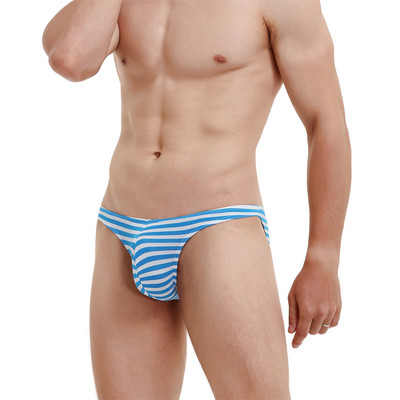 1/6 buc. Lenjerie de corp pentru bărbați, cu imprimeu în dungi, respirabil, cu talie joasă, chiloți pentru bărbați, Cueca Tanga, husă U, chiloți confort pentru bărbați