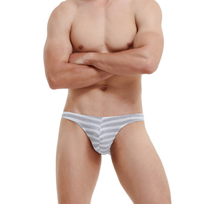 1/6 buc. Lenjerie de corp pentru bărbați, cu imprimeu în dungi, respirabil, cu talie joasă, chiloți pentru bărbați, Cueca Tanga, husă U, chiloți confort pentru bărbați