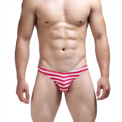1/6 buc. Lenjerie de corp pentru bărbați, cu imprimeu în dungi, respirabil, cu talie joasă, chiloți pentru bărbați, Cueca Tanga, husă U, chiloți confort pentru bărbați