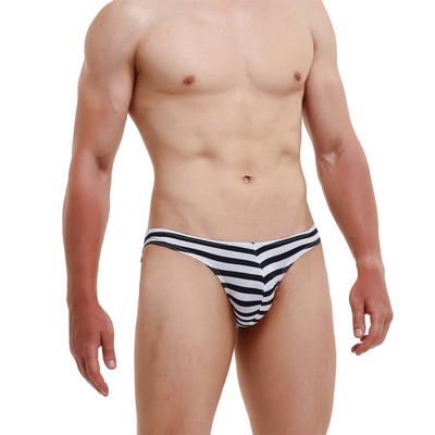 1/6 buc. Lenjerie de corp pentru bărbați, cu imprimeu în dungi, respirabil, cu talie joasă, chiloți pentru bărbați, Cueca Tanga, husă U, chiloți confort pentru bărbați
