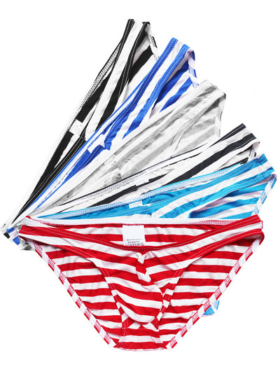 1/6 buc. Lenjerie de corp pentru bărbați, cu imprimeu în dungi, respirabil, cu talie joasă, chiloți pentru bărbați, Cueca Tanga, husă U, chiloți confort pentru bărbați