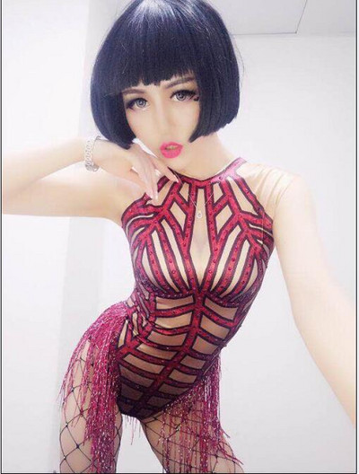 Sparkly 4 culori mare Stretch ciucuri Tricou Femeie Cântăreață Dansatoare Strasuri Sexy Femei Nud Club de Noapte Ținută Veste de petrecere