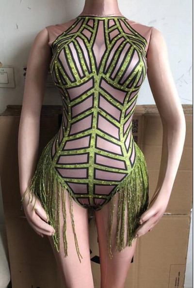 Sparkly 4 culori mare Stretch ciucuri Tricou Femeie Cântăreață Dansatoare Strasuri Sexy Femei Nud Club de Noapte Ținută Veste de petrecere