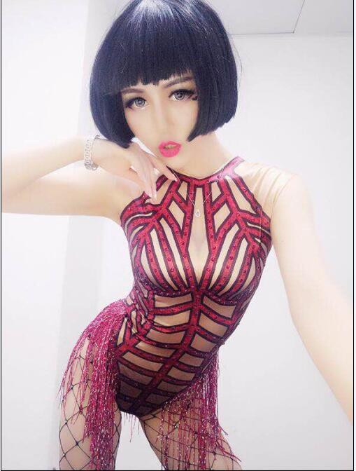 Sparkly 4 culori mare Stretch ciucuri Tricou Femeie Cântăreață Dansatoare Strasuri Sexy Femei Nud Club de Noapte Ținută Veste de petrecere