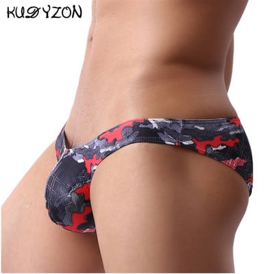 KUDYZON Lenjerie de corp sexy pentru bărbați, slip cu imprimeu, talie joasă, chiloți pentru bărbați Cuecas Calzoncillos U Pouch Jockstrap Mesh Bikini Slip