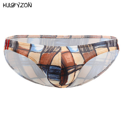 KUDYZON Seksikas aluspesu Meeste trükitud püksid Madala vöökohaga meeste aluspüksid Cuecas Calzoncillos U kott Jockstrap võrgust bikiinipüksid