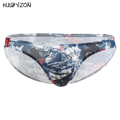 KUDYZON Seksikas aluspesu Meeste trükitud püksid Madala vöökohaga meeste aluspüksid Cuecas Calzoncillos U kott Jockstrap võrgust bikiinipüksid