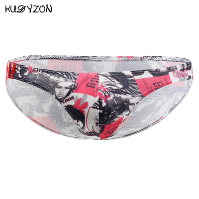KUDYZON Seksikas aluspesu Meeste trükitud püksid Madala vöökohaga meeste aluspüksid Cuecas Calzoncillos U kott Jockstrap võrgust bikiinipüksid