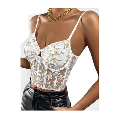 Seksikas pitsist rinnahoidja ülaosa tikandid lilleline kalaluu korsett võrkperspektiivne mähisrinnahoidja väike vest naiste õõnes ilu selja rinnahoidja