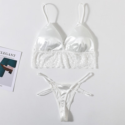 Set de sutien din dantelă pentru femei Set de lenjerie sexy în V adânc Lenjerie de corp pentru femei Sutien sexy și chiloți din dantelă Tanga Sutien fără spate
