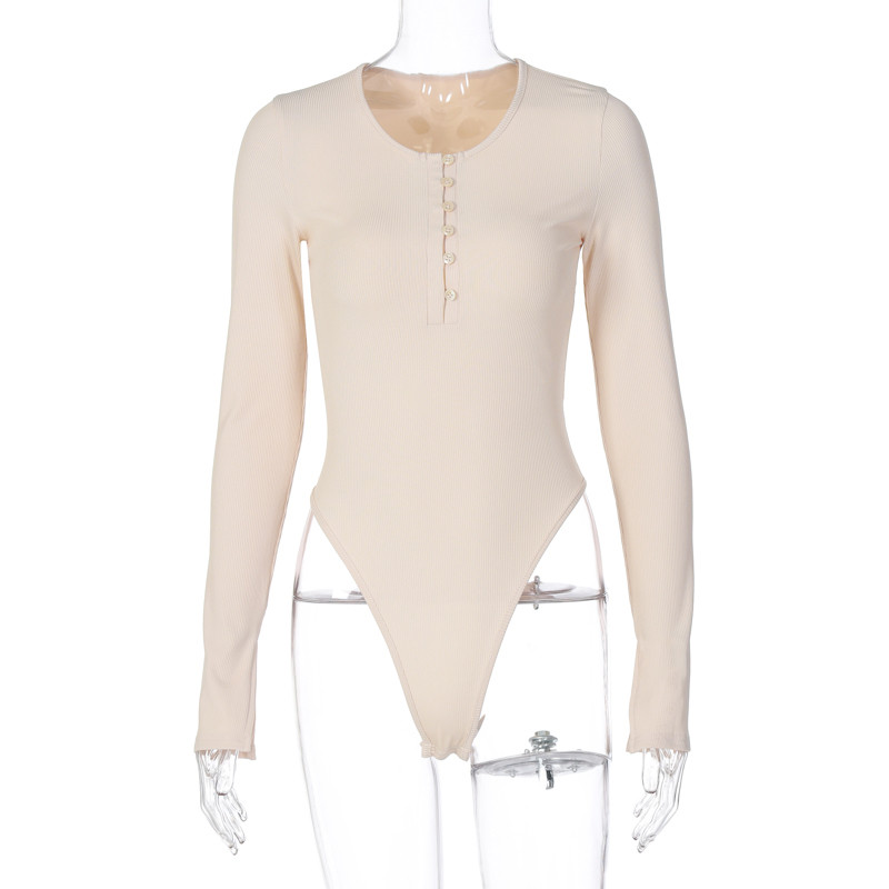 Slergiri με κουμπιά μπροστά γυναικεία φόρμα με λαιμόκοψη φθινοπωρινό casual μακρυμάνικο γυναικείο κορμάκι Fashion Slim fit μονόχρωμο φορμάκι