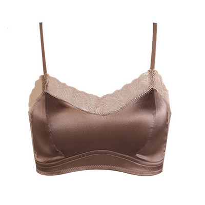 Πολυτελές Σετ σουτιέν από μετάξι Mulberry Γυναικείο Σέξι Δαντελένιο Σατέν Μασίφ Στράπλες Σλιπ Ψηλόμεσο Σώβρακο Λεία Εσώρουχα