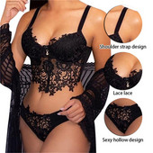 Seturi de sutien din dantelă pentru femei Lenjerie de corp fără sudură Vestă fără spate Chiloți sexy Lenjerie Slip ultrasubțire Lenjerie intimă de culoare solidă pentru femei