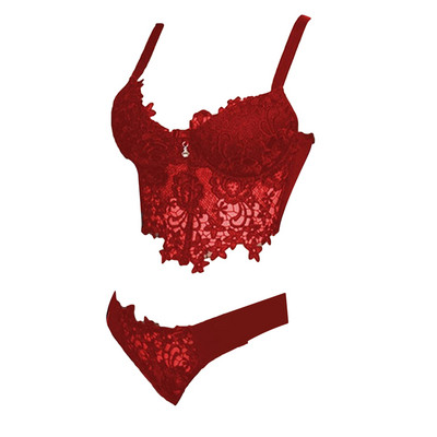 Seturi de sutien din dantelă pentru femei Lenjerie de corp fără sudură Vestă fără spate Chiloți sexy Lenjerie Slip ultrasubțire Lenjerie intimă de culoare solidă pentru femei