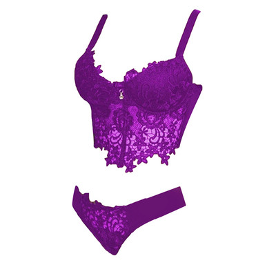 Seturi de sutien din dantelă pentru femei Lenjerie de corp fără sudură Vestă fără spate Chiloți sexy Lenjerie Slip ultrasubțire Lenjerie intimă de culoare solidă pentru femei