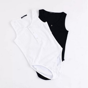 Едноцветен черен бял спандекс Потник Тесни бодита Ризи без ръкави 2019 Нова мода Дамски гащеризон Playsuit Slim Fit Romper