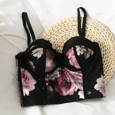 2023 cjevasti gornji dijelovi u niši, spletkasti ispis od gaze, male grudi pokazuju veliki skupljeni grudnjak, ženski remen omotan prsima, ljetni grudnjak veće veličine