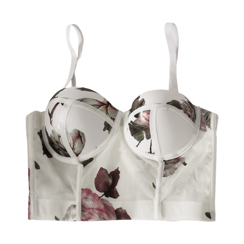 2023 cjevasti gornji dijelovi u niši, spletkasti ispis od gaze, male grudi pokazuju veliki skupljeni grudnjak, ženski remen omotan prsima, ljetni grudnjak veće veličine