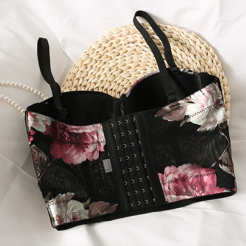 2023 cjevasti gornji dijelovi u niši, spletkasti ispis od gaze, male grudi pokazuju veliki skupljeni grudnjak, ženski remen omotan prsima, ljetni grudnjak veće veličine