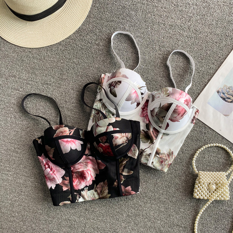 2023 cjevasti gornji dijelovi u niši, spletkasti ispis od gaze, male grudi pokazuju veliki skupljeni grudnjak, ženski remen omotan prsima, ljetni grudnjak veće veličine